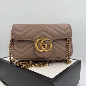 Gucci Marmont Super Mini Shoulder Bag with Gold Chain
